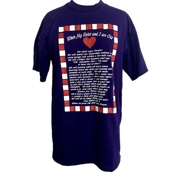 Jerzees Womens T Shirt Size Medium When My Sister and I are Old Purple - Picture 5 of 5